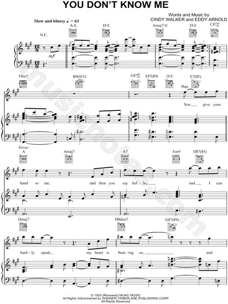 Ray Charles You Dont Know Me Sheet Music In A Major Transposable Download And Print Sku