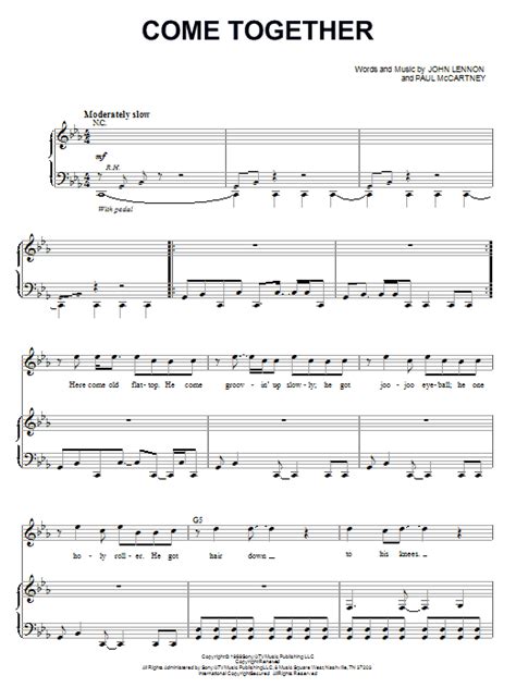 Come Together Sheet Music By The Beatles Piano Vocal And Guitar Right