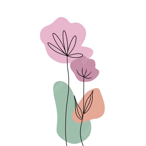 Flower Lineart With Blobs Flower Lineart Blobs Abstract Shapes Png