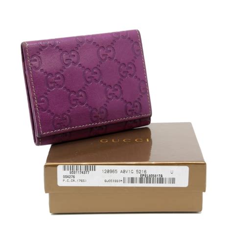 The signature gg logo is reinvented in many ways, find it across the gg. Gucci Purple Signature Guccissima Leather Bifold Id Card Case Holder Wallet - Tradesy