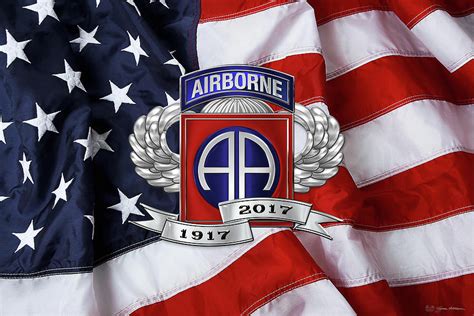 82nd Airborne Division 100th Anniversary Insignia Over American Flag