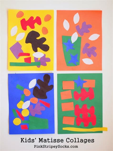 Kids Matisse Inspired Collages Pink Stripey Socks