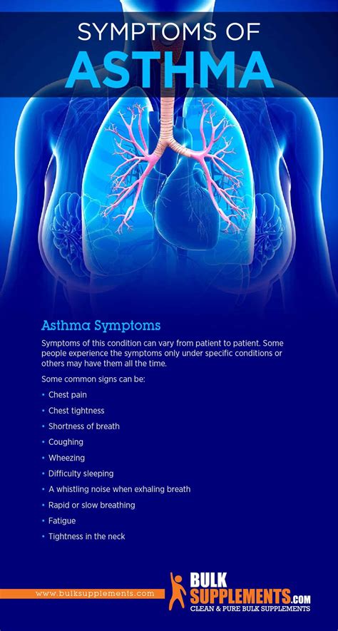 Characteristics of clinical presentation of physical tension bronchial asthma were considered, medication methods of the disease treatment were discussed. Asthma: Symptoms, Causes & Treatment | BulkSupplements.com