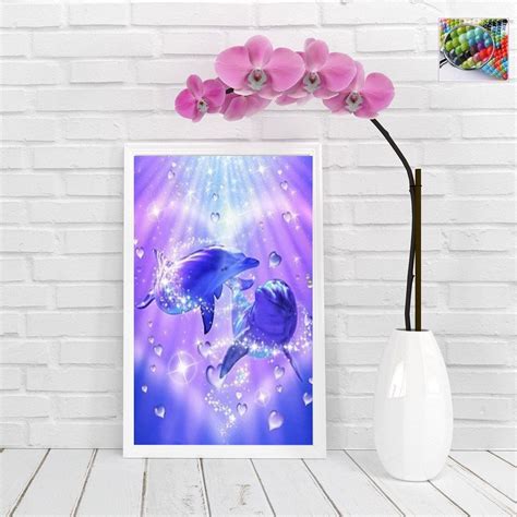 Dyi Dolphins Diamond Painting Kit Ocean Sea Love Cross Etsy In