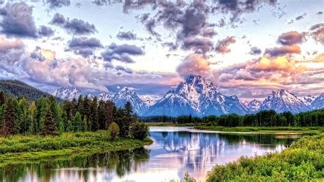 Oxbow Bend Grand Teton National Park Hdr Mountains River Sunset Sunrise