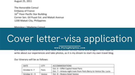 Free Cover Letter For Visa Application Flying Helpline