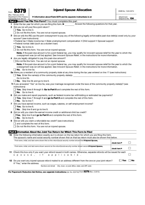 Form 8379 Fillable Printable Forms Free Online