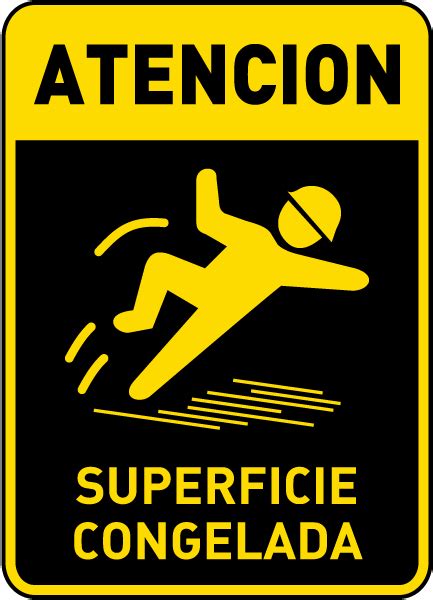 Spanish Caution Icy Surface Sign E5373 By