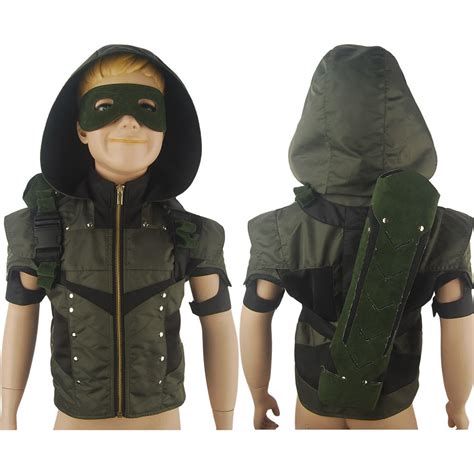 Kids Boys Green Arrow Season 4 Oliver Queen Coat Jacket Hoodie