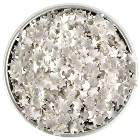 Silver Star Edible Glitter Metallic Silver Star Sprinkles