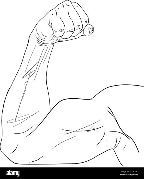 Muscular Man Flexing His Biceps Strong Person Showing Arm Muscle