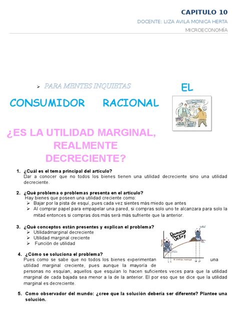 El Consumidor Racional Capitulo 10 Ejercicios Pdf Utilidad Marginal Microeconomía