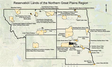 Northern Great Plains Tribes And Reservations Map Us Climate