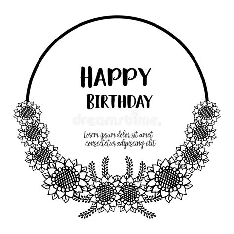 Design Greeting Card Happy Birthday Texture Cute Flower Frame Vector