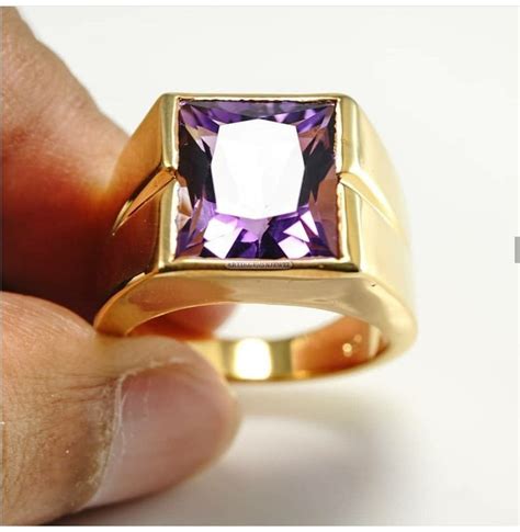 Amethyst Gemstone Ring For Men S Gold Plated Sterling Etsy