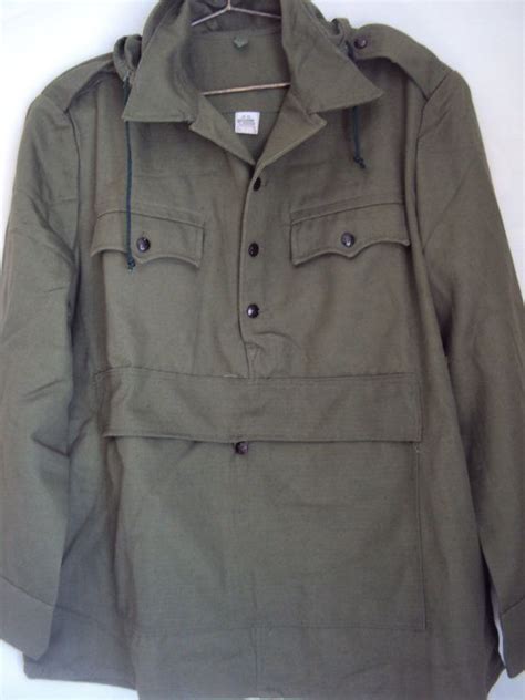Hooded Green Canvas Army Anorak Jacket Military Army Surplus Hood Front