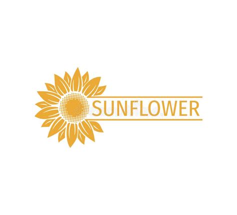 Sunflower Vector Logo Design Concept With Space Bar For Text Writing