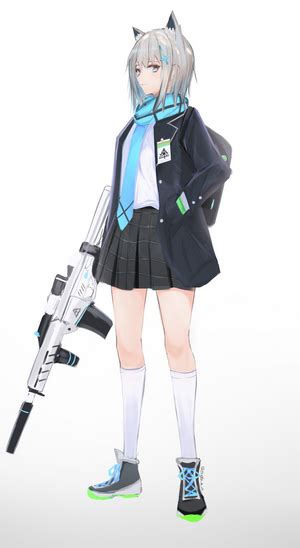 Blue Archive Anime Girls Silver Hair Anime Blue Eyes Weapon