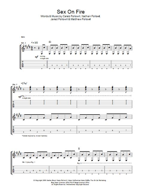 Sex On Fire Sheet Music Kings Of Leon Guitar Tab Free Download Nude Photo Gallery