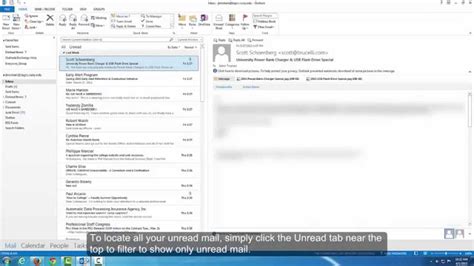 How To View Unread Email On Outlook 2013 Youtube