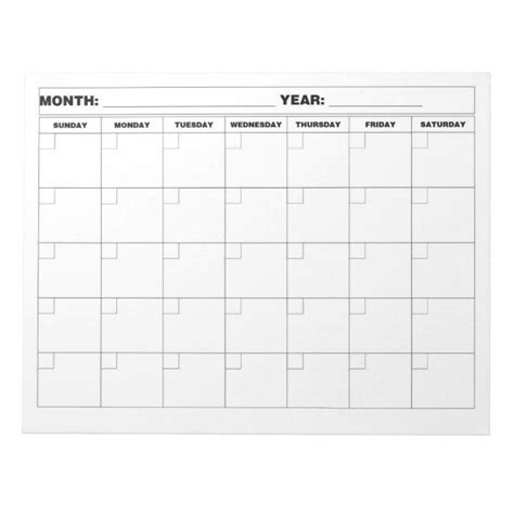 Minimal Blank Calendar Notepad In 2021 Blank Calendar