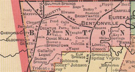 Benton County Arkansas 1898 Map Benton County County Map Arkansas