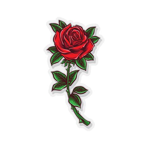 Red Rose Flower Sticker Floral Art Tattoo Laptop Vinyl Cute Waterproo