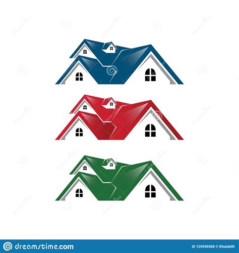 Graphic House Real Estate Logo Simple Modern Blue Red