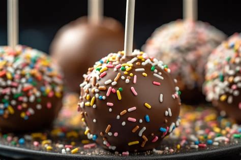 Premium Ai Image Delicious Chocolate Cake Pops With Sprinkles Sweet Food