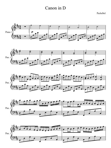 Download johann pachelbel canon in d sheet music and printable pdf music notes. Print and download in PDF or MIDI Canon in D - Pachelbel ...