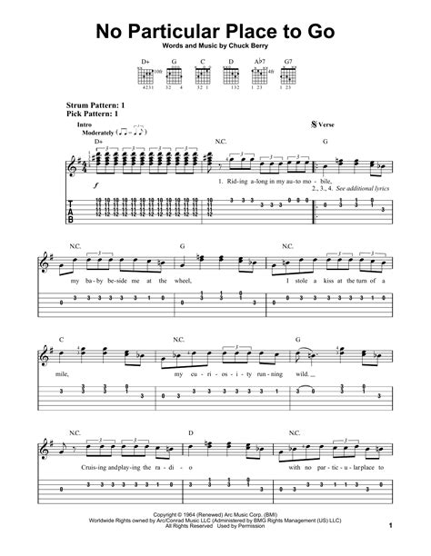 No Particular Place To Go Sheet Music Chuck Berry Easy Guitar Tab
