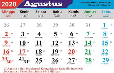 Kalender Jawa Tahun 2021 Bulan Agustus 2021