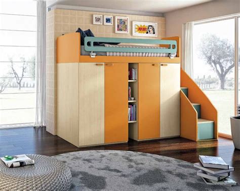 Brio , letto in legno fisso e contenitore, disponibile in varie misure, colori , rivestimenti. Letto a castello attrezzato con armadio 4 ante e scala ...