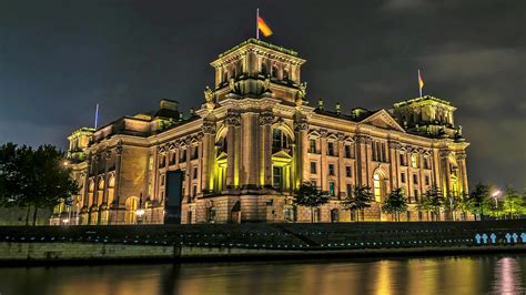 Desktop Wallpapers Berlin Germany Reichstag Night Rivers 2560x1440