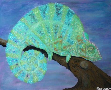 Chameleon Dreaming Painting Acrylic Painting Artist