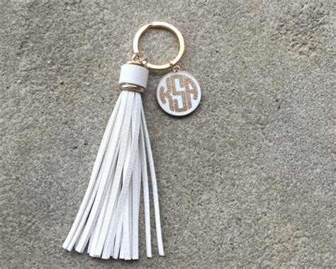 Personalized Monogram Keychain With Tassels Monogrammed Bag Etsy