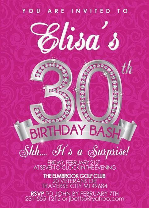 30th Birthday Invitation Adult Birthday Party Invitation Milestone Adult Birthday Party