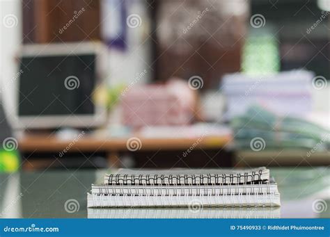 Notebook Put On Table In Work Office Stock Image Image Of Table