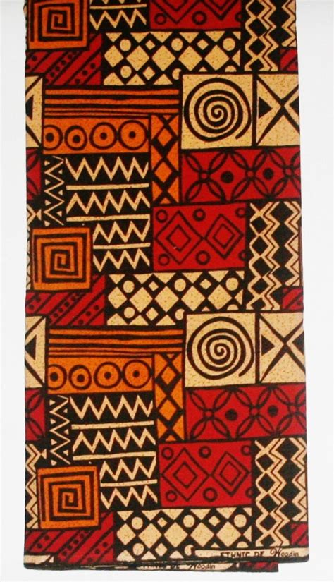 African Fabric 6 Yards Ethnic De Woodin Vlisco Classic Geometric Red