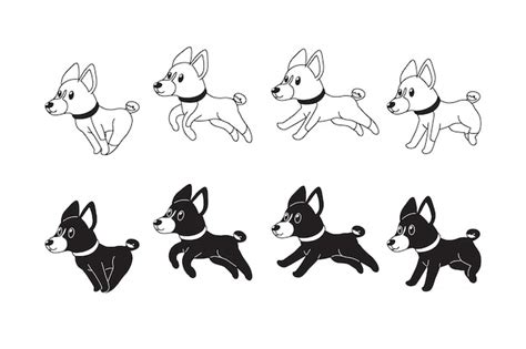 Premium Vector Cartoon Character Basenji Dogs Running Step