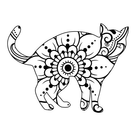 Mandala Cat Coloring Page For Kids 7848772 Vector Art At Vecteezy