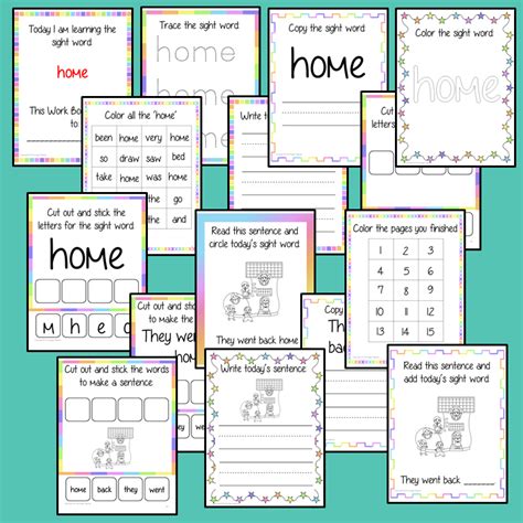 Sight Word ‘home’ 15 Page Workbook Teaching Resources