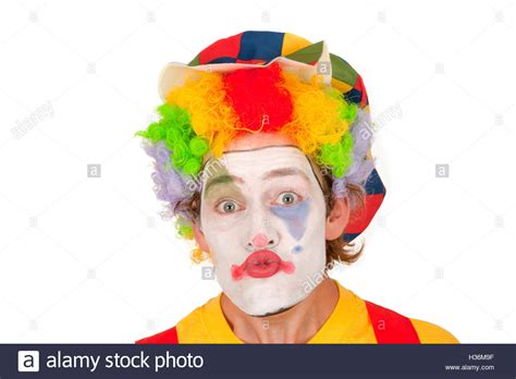 Portrait Of Colorful Clown Isolated On White Background Stock Photo Alamy