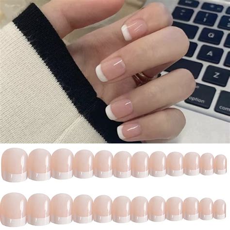 Yllsf 24pcsset French Short False Nails With Glue Wedding Bride Party