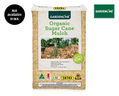 Color enhanced landscape mulch is double shredded for consistency throughout. Sugar Cane Mulch - ALDI Australia