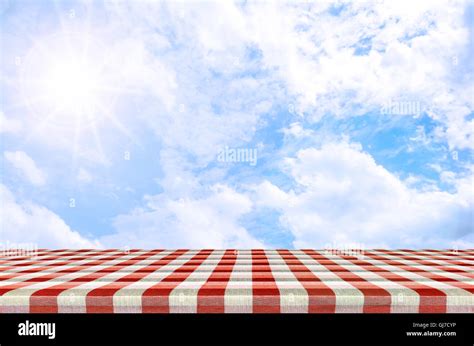 Sunny Day With Blue Sky Background Outdoor Picnic Background In Summer