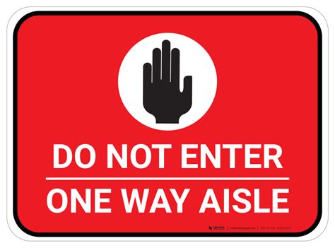 Do Not Enter One Way Aisle With Icon Red Rectangle Floor Sign