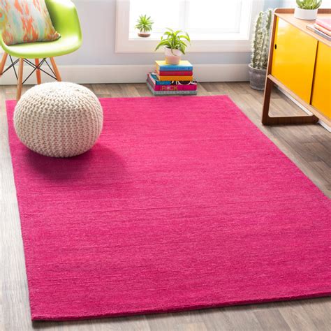 Surya Mystique M 5327 Bright Pink Wool Solid Colored Rug From The Solid