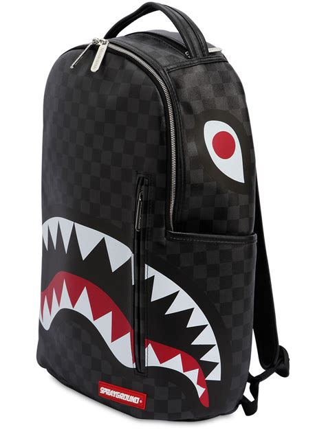 Sprayground Black Checkered Shark In Paris Backpack For Men Lyst