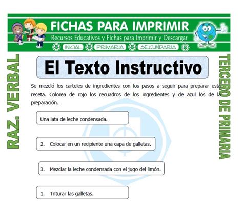 Primaria Textos Instructivos Ejemplos Cortos Para Niños Colección De